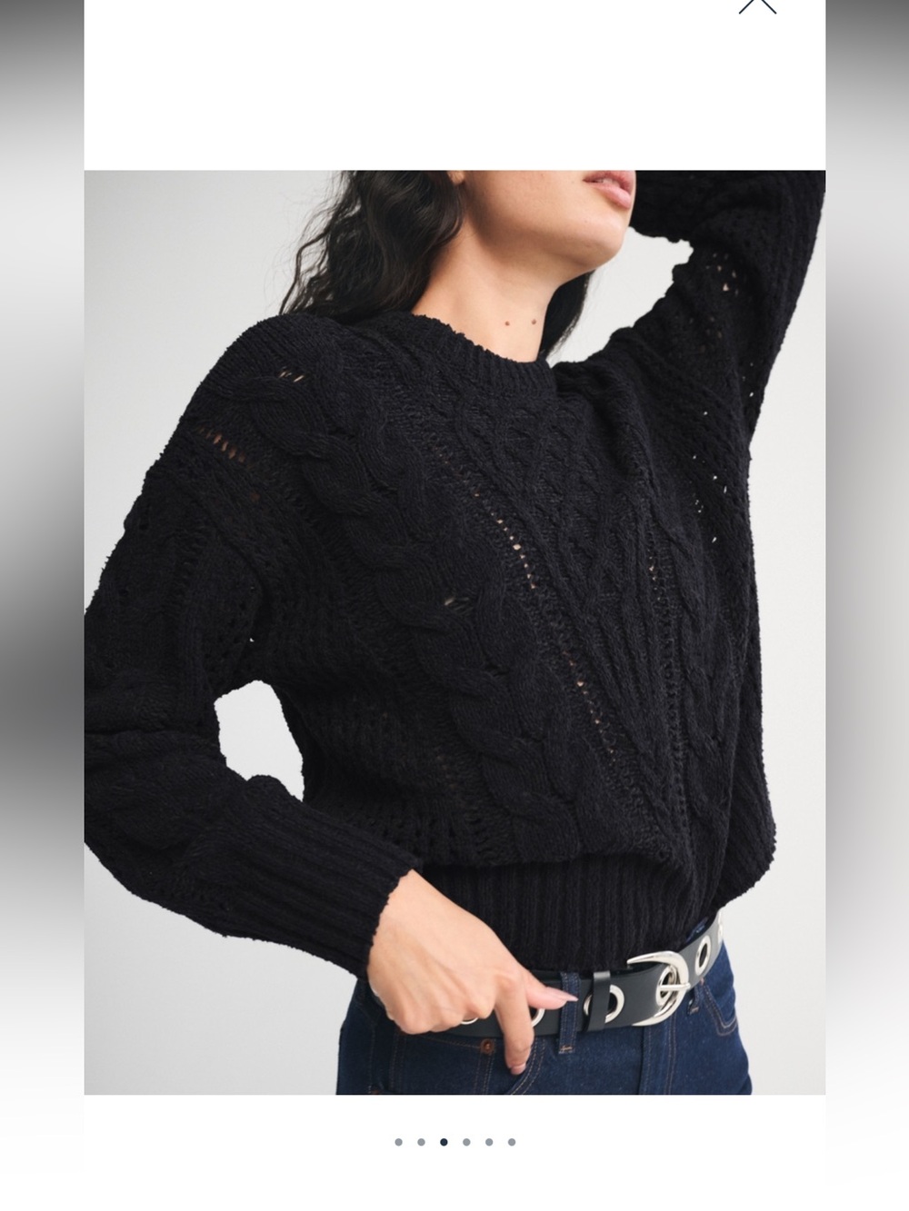 A&F Abercrombie and Fitch Black Cable-Knit Women's Sweater L